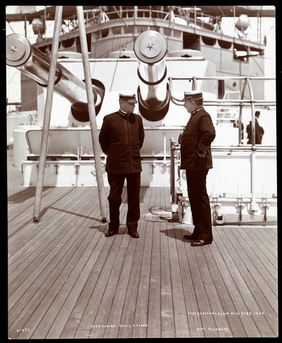 Rear Admiral Robley Dunglison Evans and Captain John Elliott Pillsbury on the Deck of the U.S.S. Marine, 1906 by Byron Company